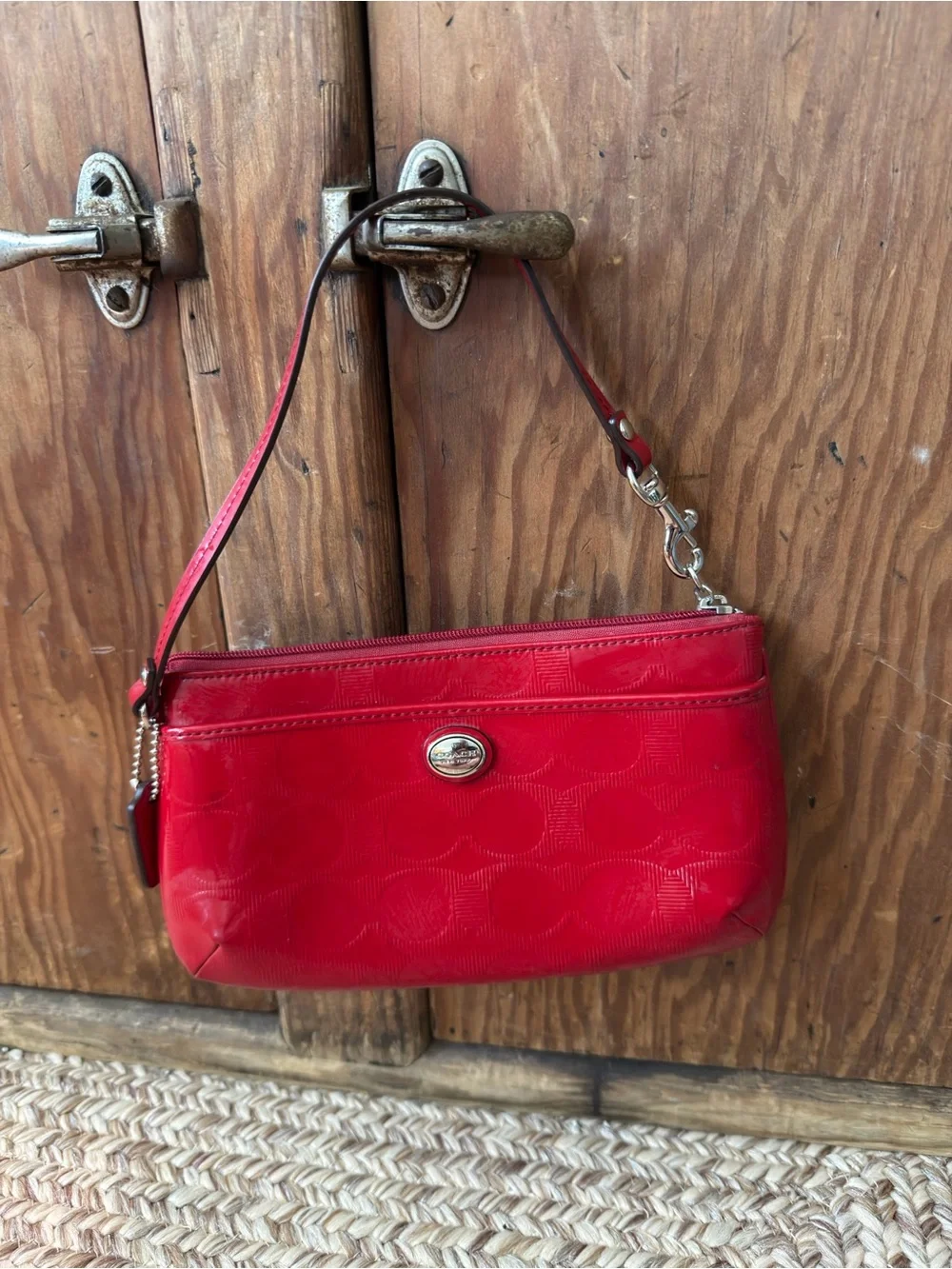 Coach Red Patent Leather Wristlet Clutch